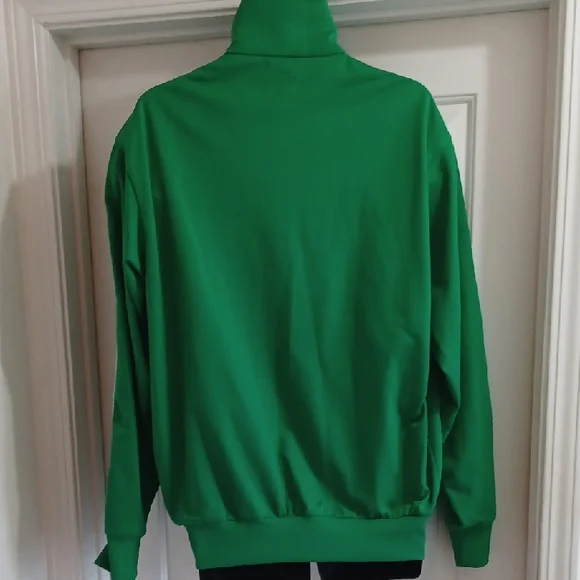 Classic Men's Green Track Jacket with White Stripes - Picture 8 of 9